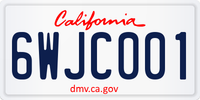 CA license plate 6WJC001