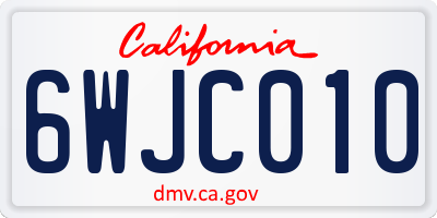 CA license plate 6WJC010