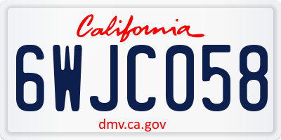 CA license plate 6WJC058
