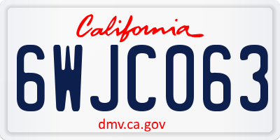 CA license plate 6WJC063