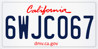 CA license plate 6WJC067