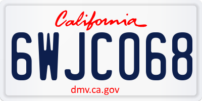 CA license plate 6WJC068