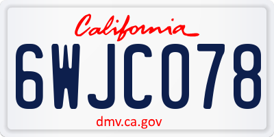CA license plate 6WJC078