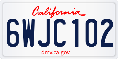 CA license plate 6WJC102