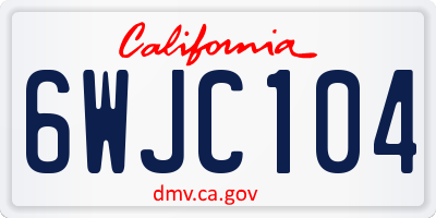 CA license plate 6WJC104