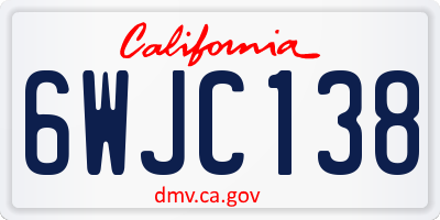 CA license plate 6WJC138