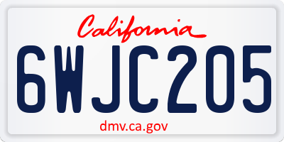 CA license plate 6WJC205