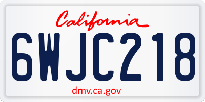 CA license plate 6WJC218
