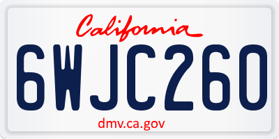 CA license plate 6WJC260