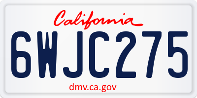 CA license plate 6WJC275