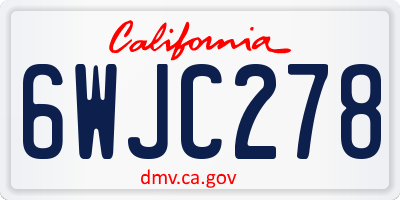 CA license plate 6WJC278