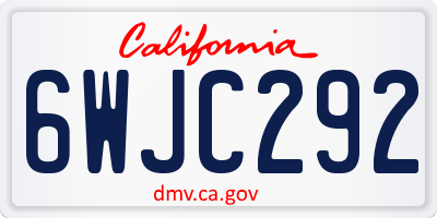 CA license plate 6WJC292