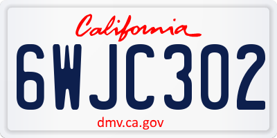 CA license plate 6WJC302