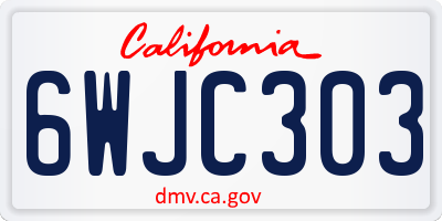 CA license plate 6WJC303