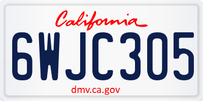 CA license plate 6WJC305