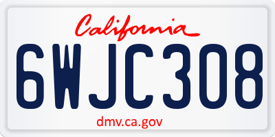 CA license plate 6WJC308