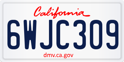 CA license plate 6WJC309