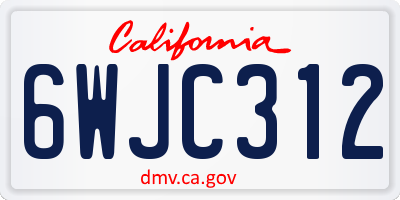 CA license plate 6WJC312