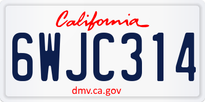 CA license plate 6WJC314