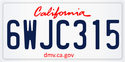 CA license plate 6WJC315