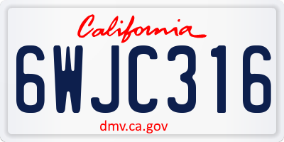 CA license plate 6WJC316