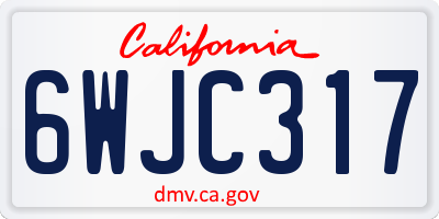 CA license plate 6WJC317