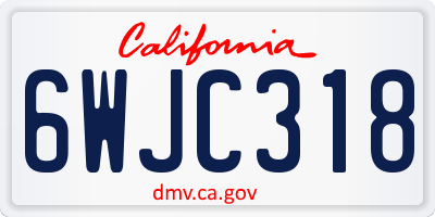 CA license plate 6WJC318
