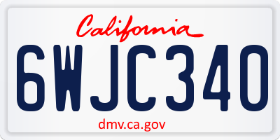 CA license plate 6WJC340