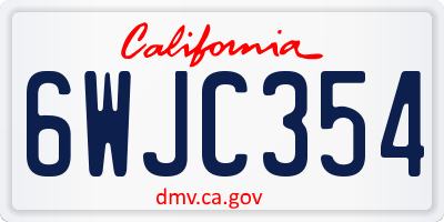 CA license plate 6WJC354