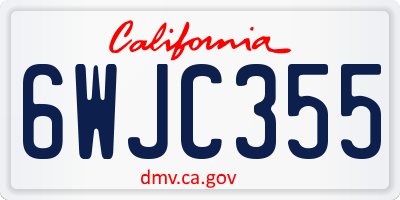 CA license plate 6WJC355