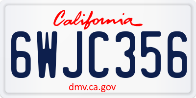CA license plate 6WJC356