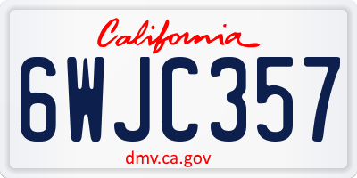 CA license plate 6WJC357