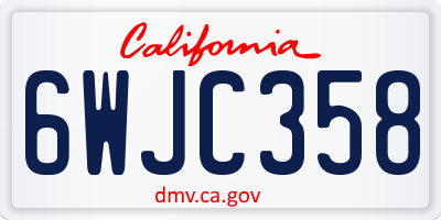 CA license plate 6WJC358