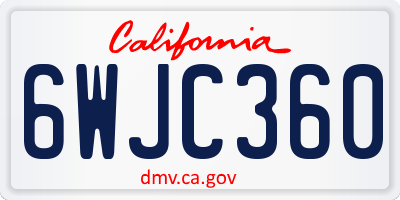 CA license plate 6WJC360
