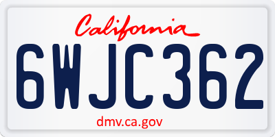 CA license plate 6WJC362