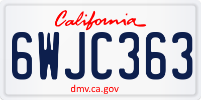 CA license plate 6WJC363