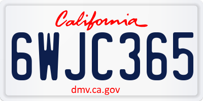 CA license plate 6WJC365