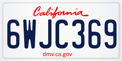 CA license plate 6WJC369