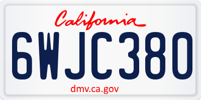 CA license plate 6WJC380
