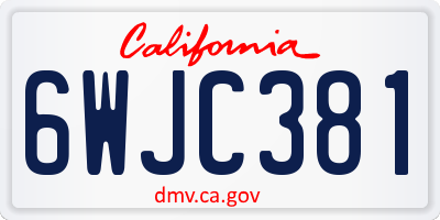 CA license plate 6WJC381