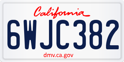 CA license plate 6WJC382