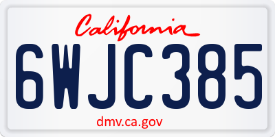 CA license plate 6WJC385