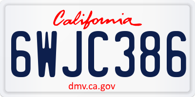 CA license plate 6WJC386