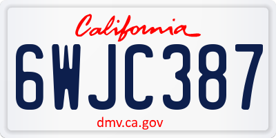 CA license plate 6WJC387