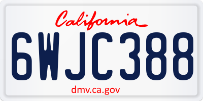 CA license plate 6WJC388