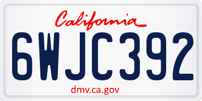 CA license plate 6WJC392