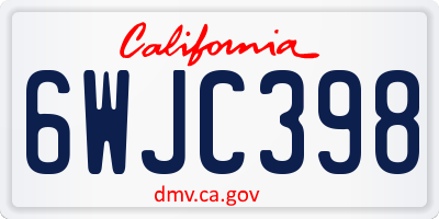 CA license plate 6WJC398