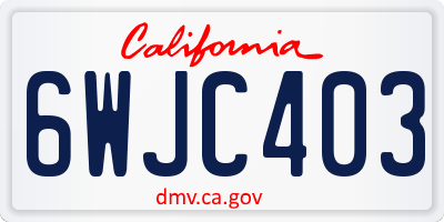 CA license plate 6WJC403