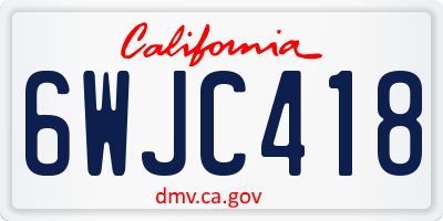 CA license plate 6WJC418
