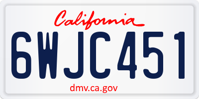 CA license plate 6WJC451